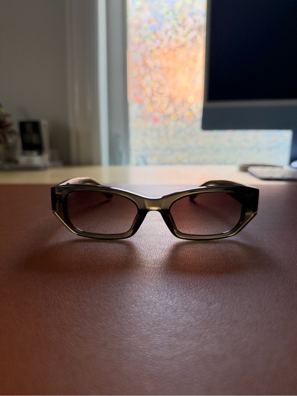 YMC Rahel Sunglasses in Olive Green/Graduated Brown